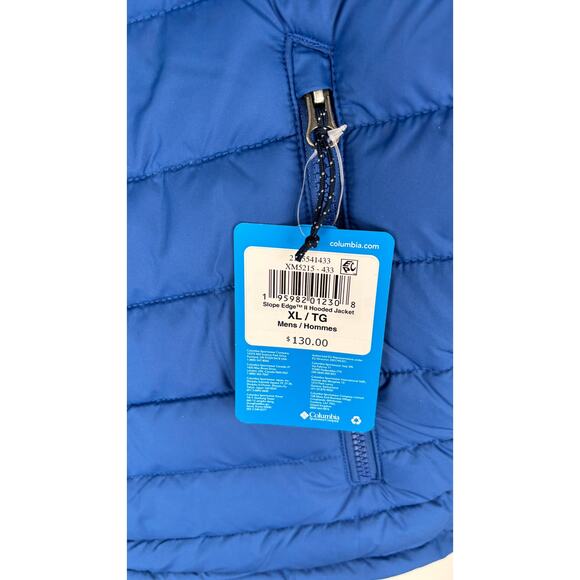 Columbia Mens Slope Edge II Hooded Zip Jacket Size XL Mountain Blue New Puffer - Picture 2 of 10